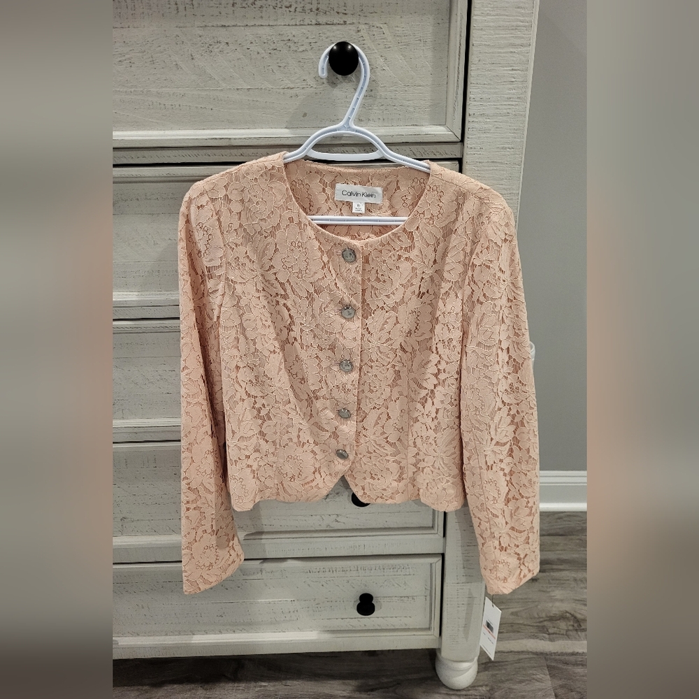 Calvin Klein Women's Blush Lace Blazer